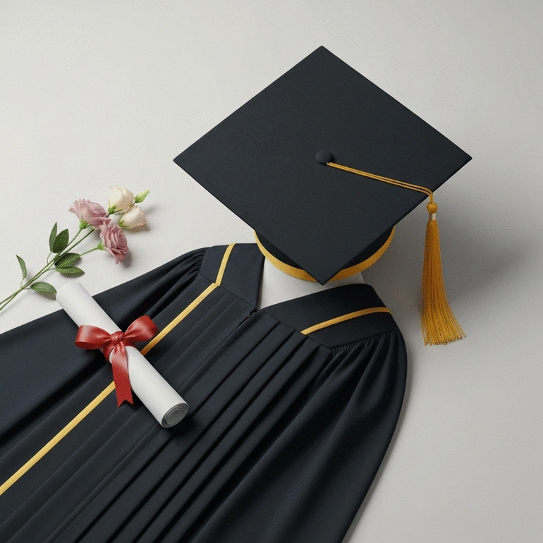 graduation cap and gown