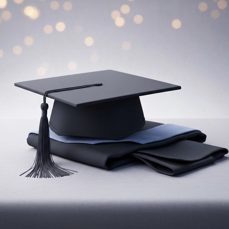 high schools graduation cap and gown