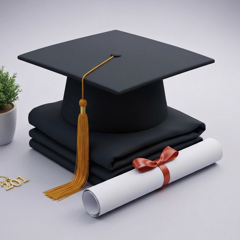 graduation cap and gown